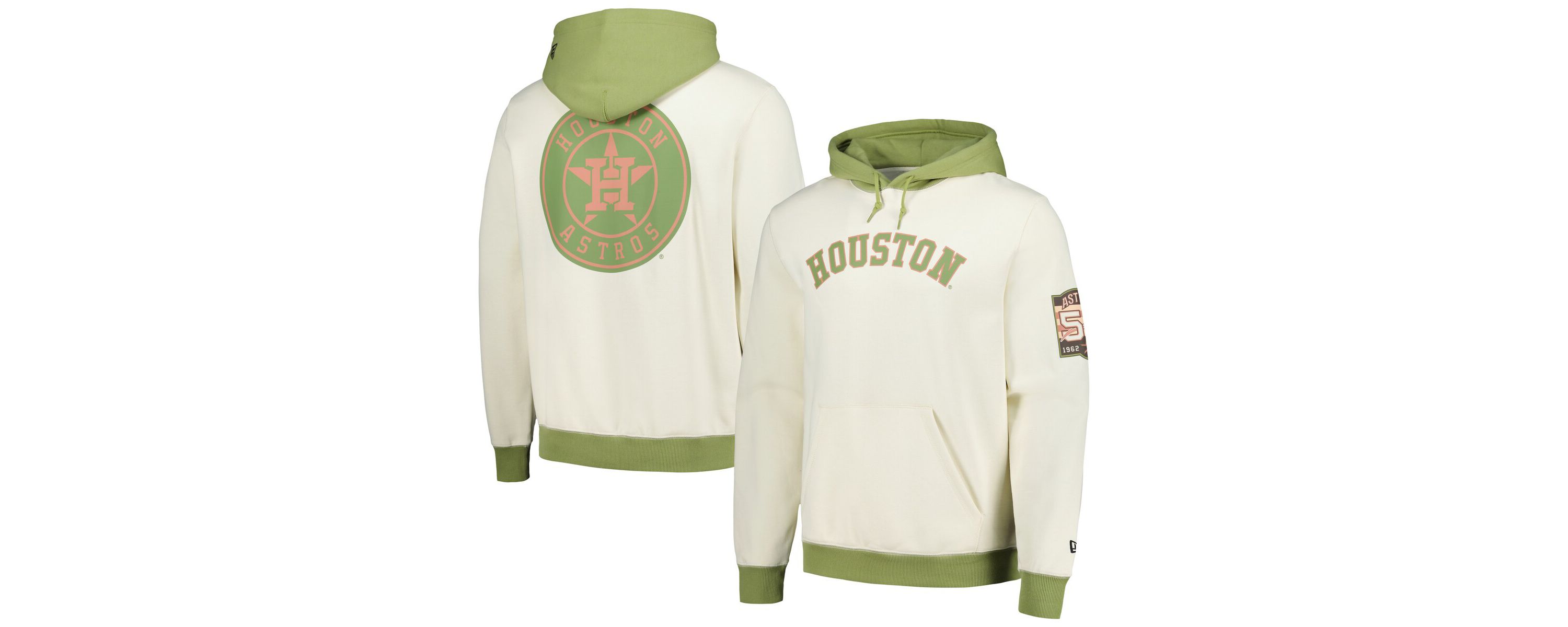 MLB Cream/Green Houston Astros Color Pop Pullover Hoodie