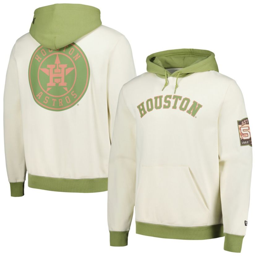 MLB Cream/Green Houston Astros Color Pop Pullover Hoodie