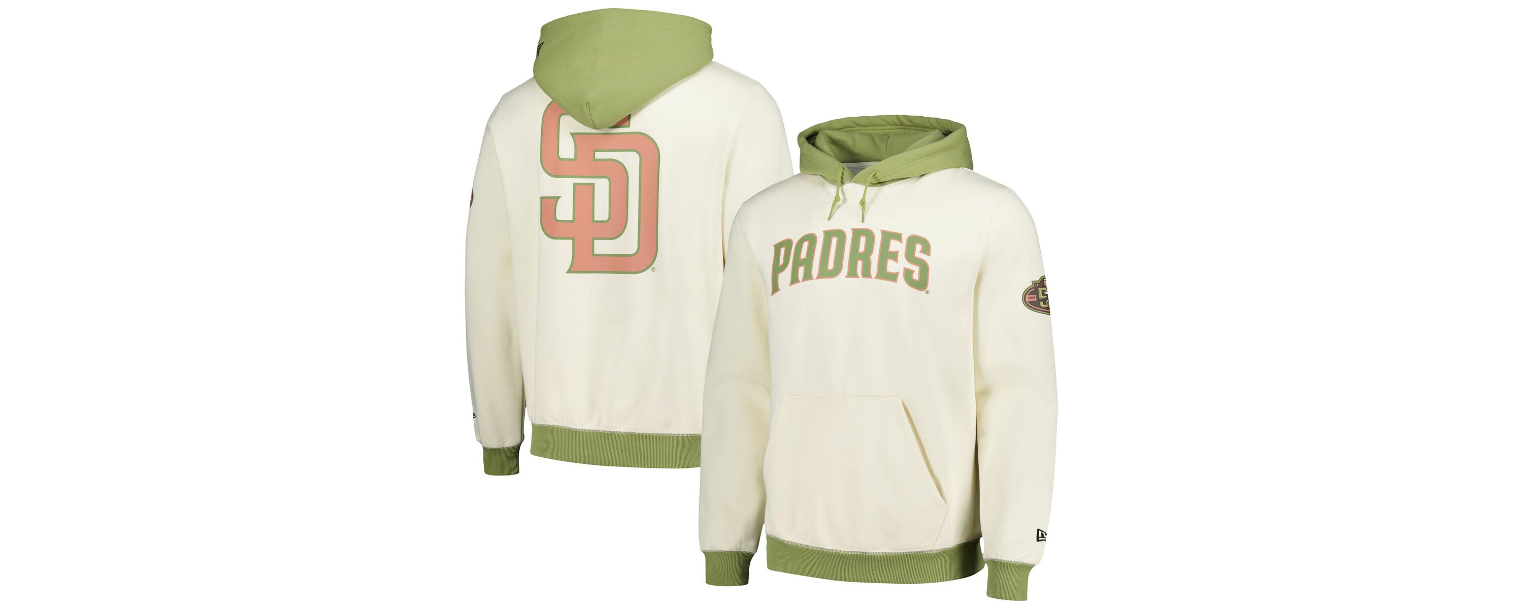 MLB Cream/Green San Diego Padres Color Pop Pullover Hoodie