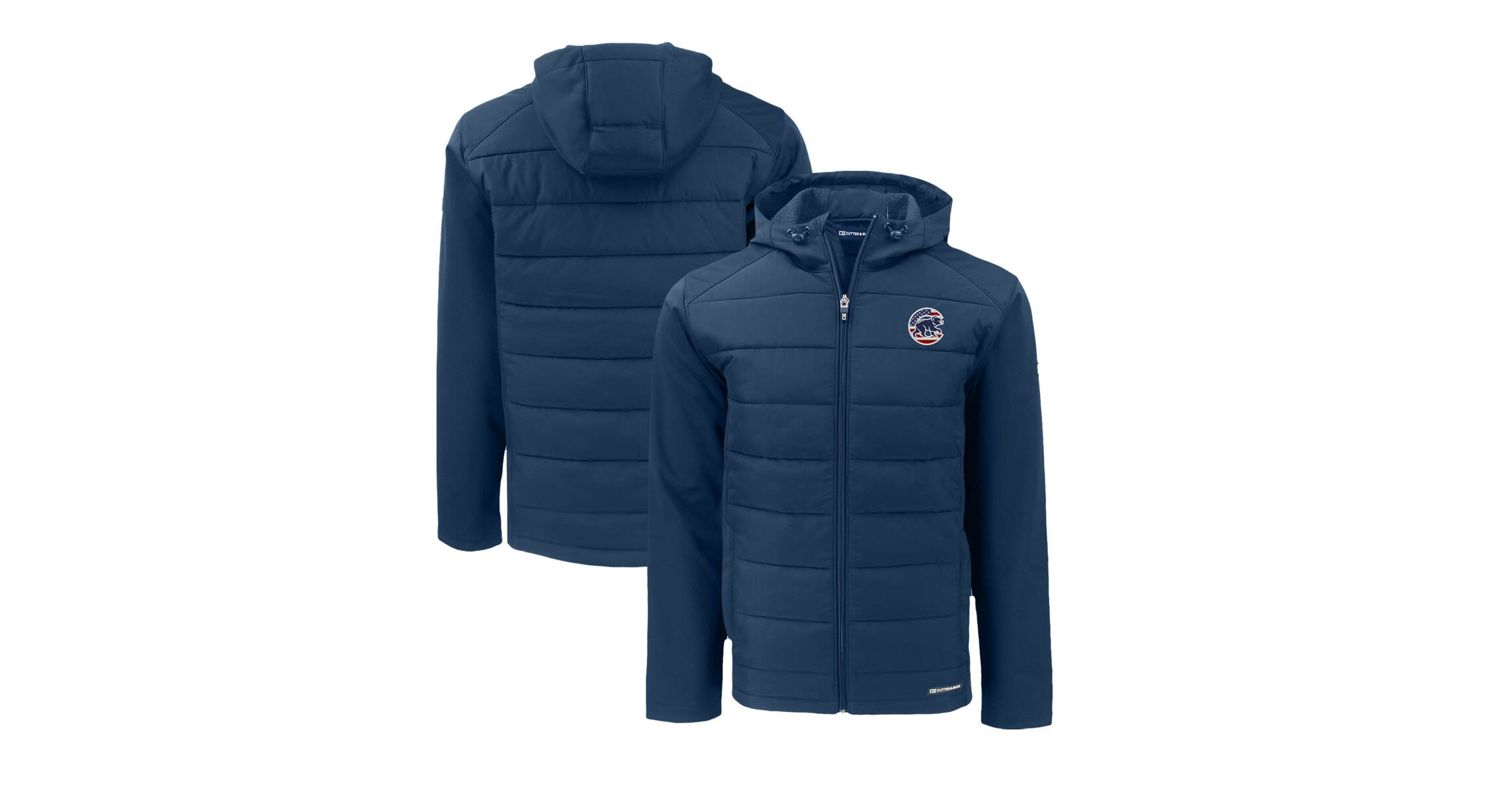 MLB Chicago Cubs Stars & Stripes Big & Tall Evoke Hybrid Eco Softshell Recycled Full-Zip Hoodie Jacket