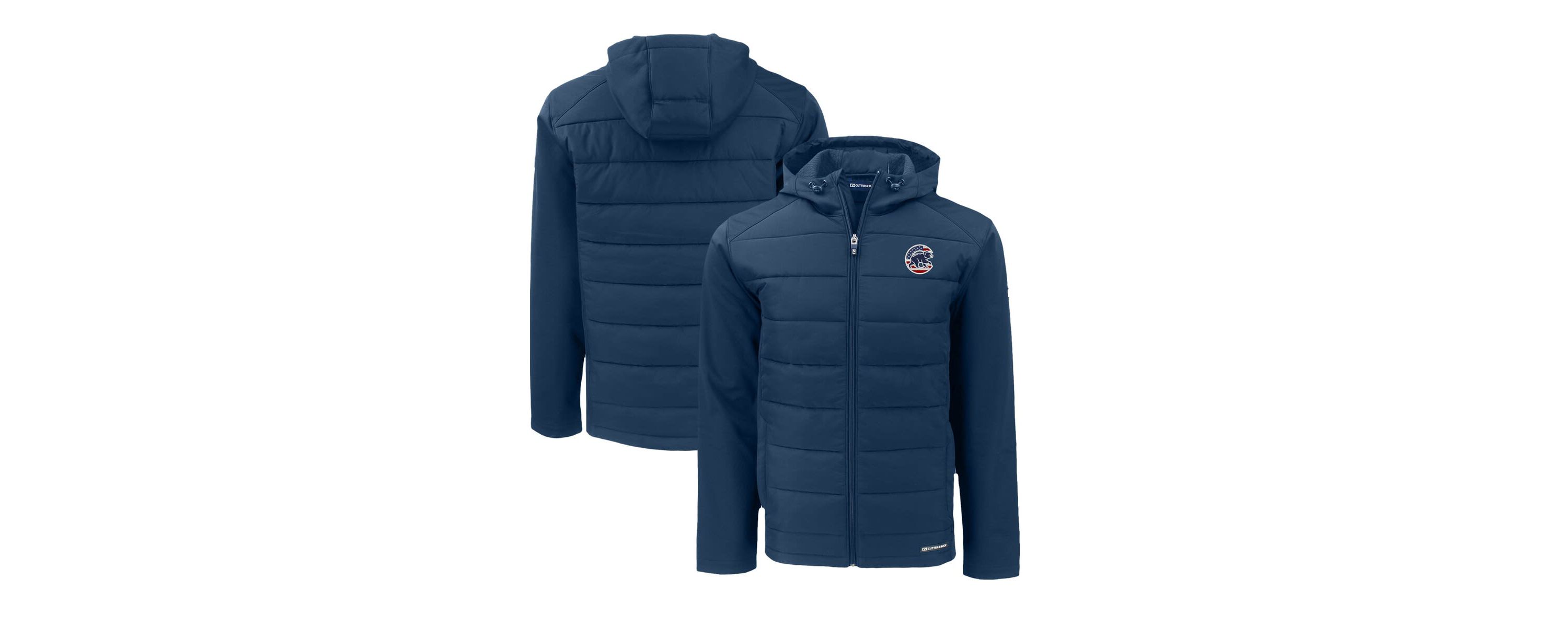 MLB Chicago Cubs Stars & Stripes Big & Tall Evoke Hybrid Eco Softshell Recycled Full-Zip Hoodie Jacket