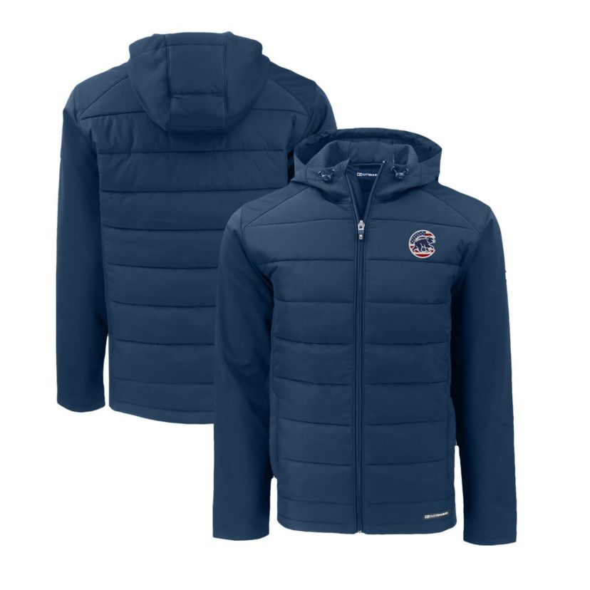 MLB Chicago Cubs Stars & Stripes Big & Tall Evoke Hybrid Eco Softshell Recycled Full-Zip Hoodie Jacket