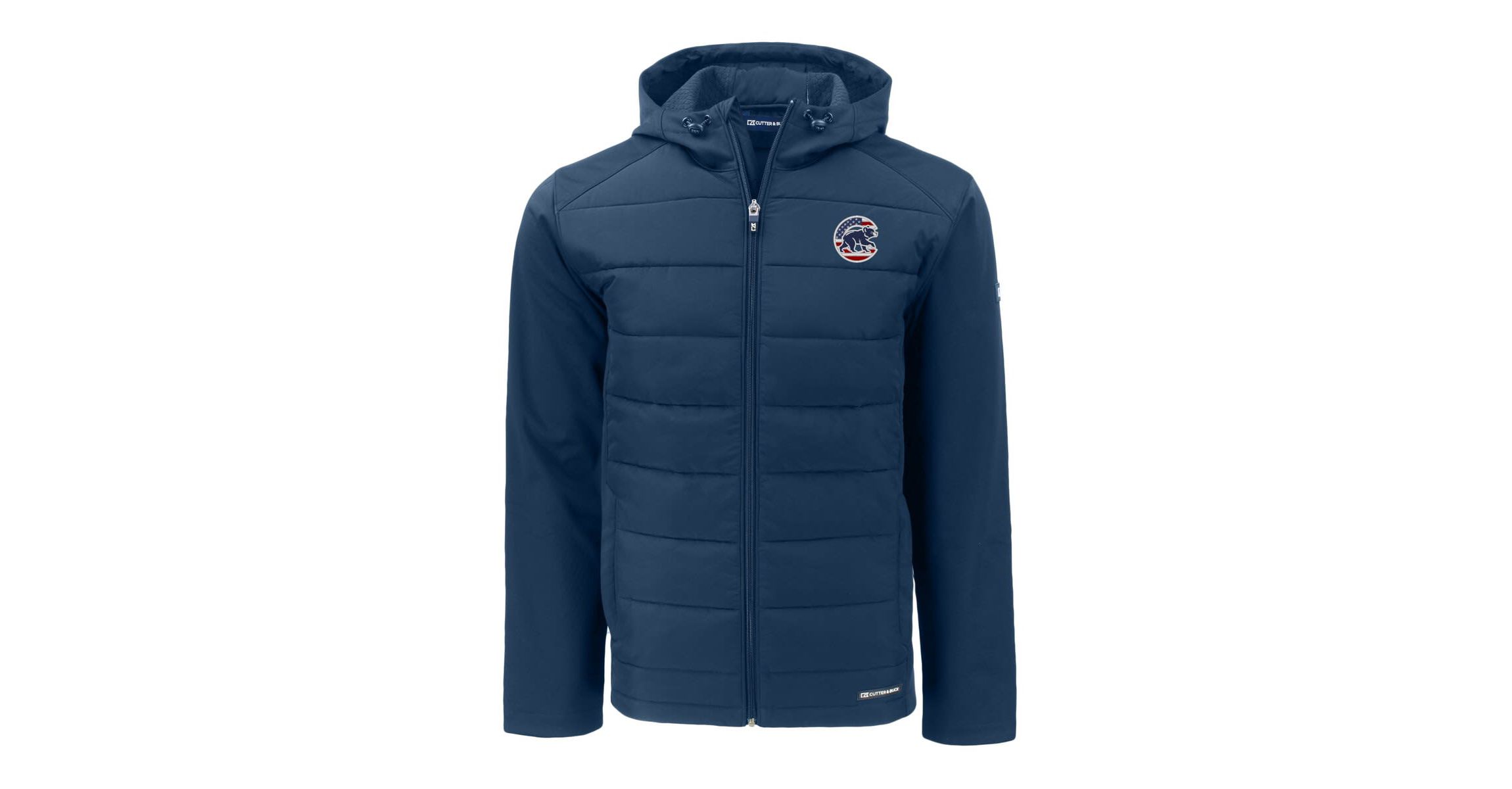 MLB Chicago Cubs Stars & Stripes Big & Tall Evoke Hybrid Eco Softshell Recycled Full-Zip Hoodie Jacket