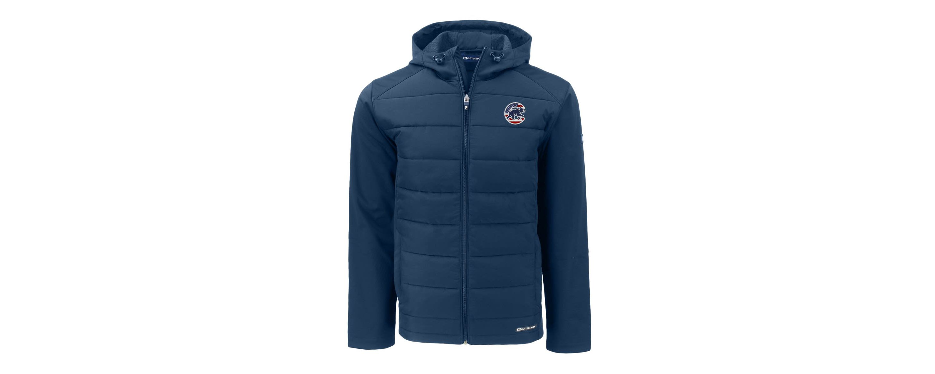 MLB Chicago Cubs Stars & Stripes Big & Tall Evoke Hybrid Eco Softshell Recycled Full-Zip Hoodie Jacket