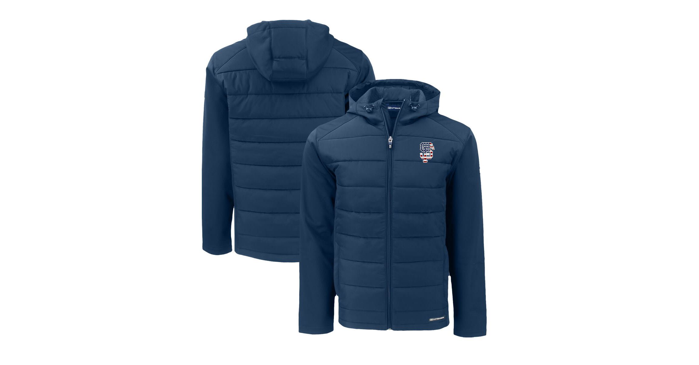 MLB San Francisco Giants Stars & Stripes Big & Tall Evoke Hybrid Eco Softshell Recycled Full-Zip Hoodie Jacket