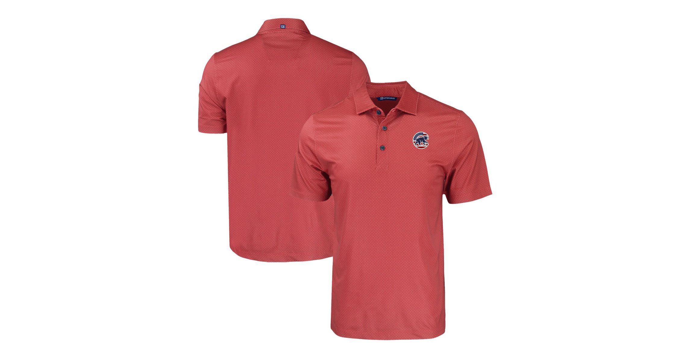 MLB Chicago Cubs Stars & Stripes Big & Tall Pike Eco Tonal Geo Print Stretch Recycled Polo