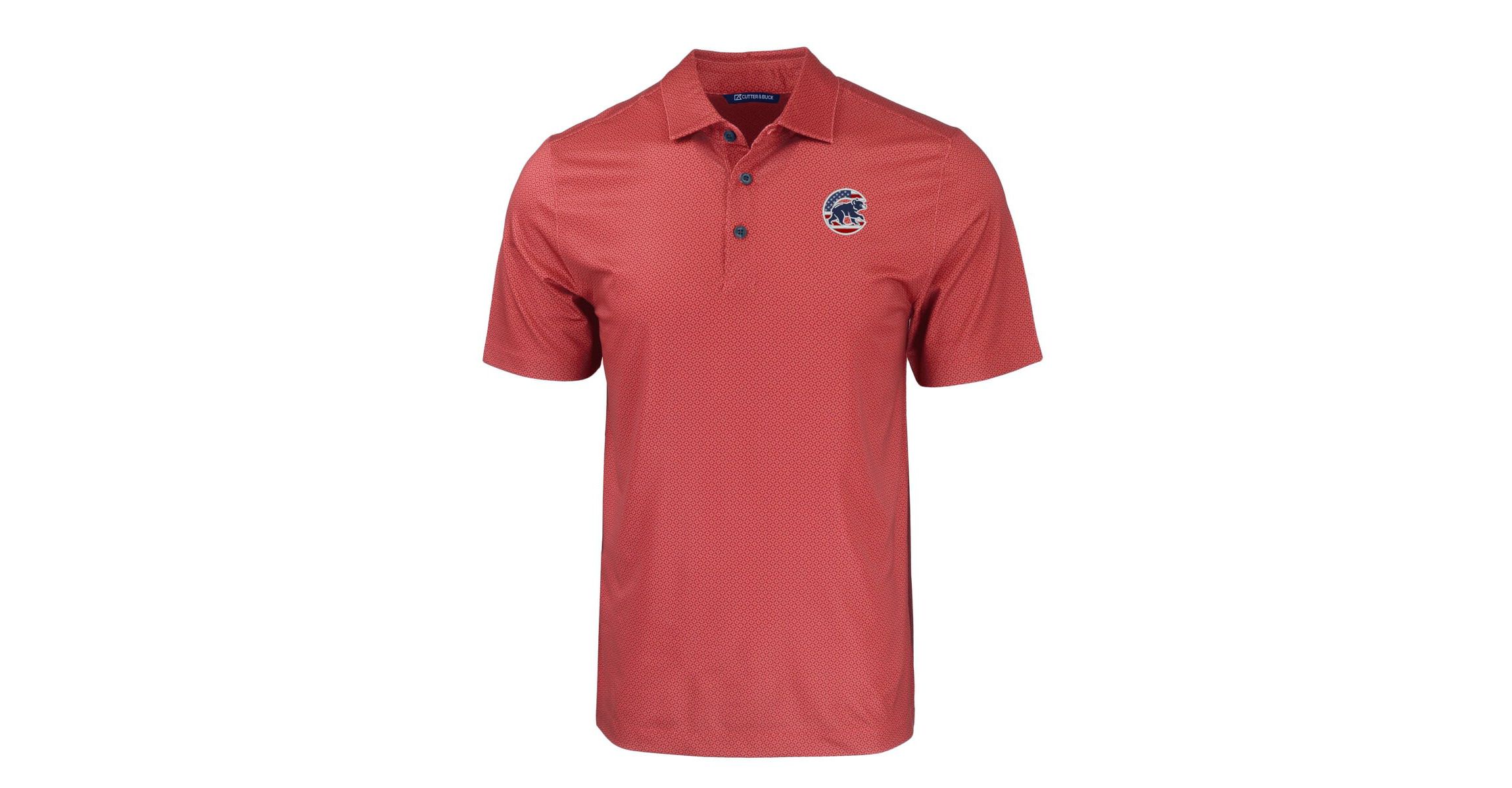 MLB Chicago Cubs Stars & Stripes Big & Tall Pike Eco Tonal Geo Print Stretch Recycled Polo