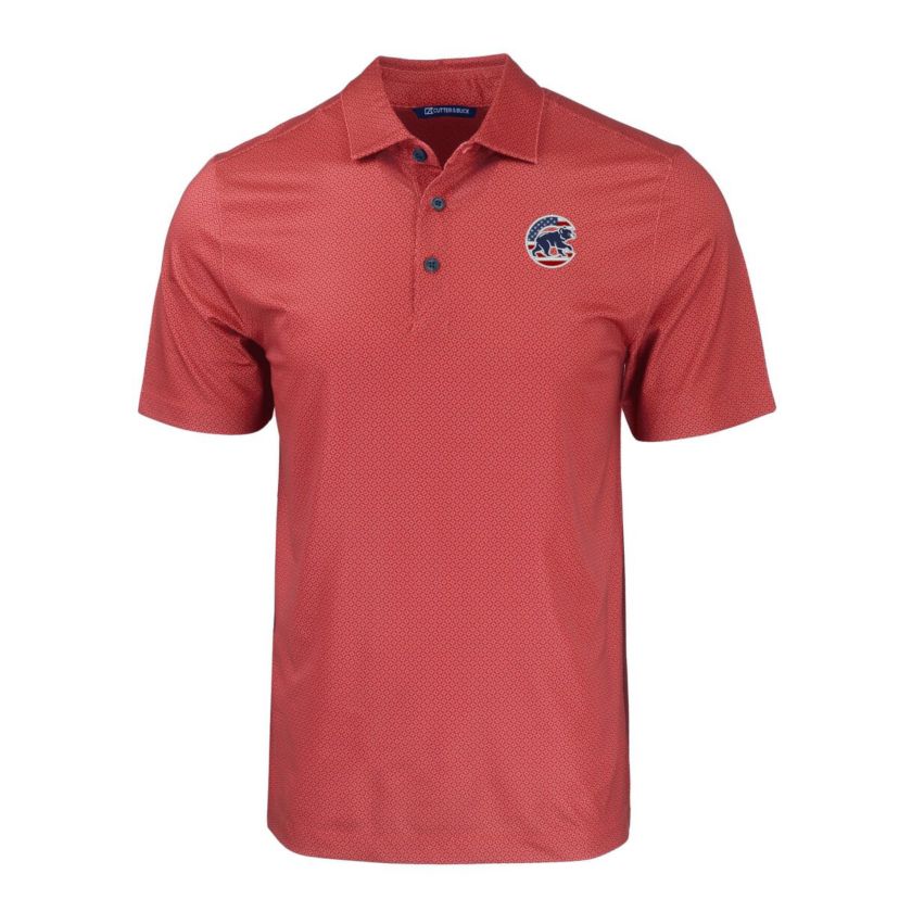 MLB Chicago Cubs Stars & Stripes Big & Tall Pike Eco Tonal Geo Print Stretch Recycled Polo