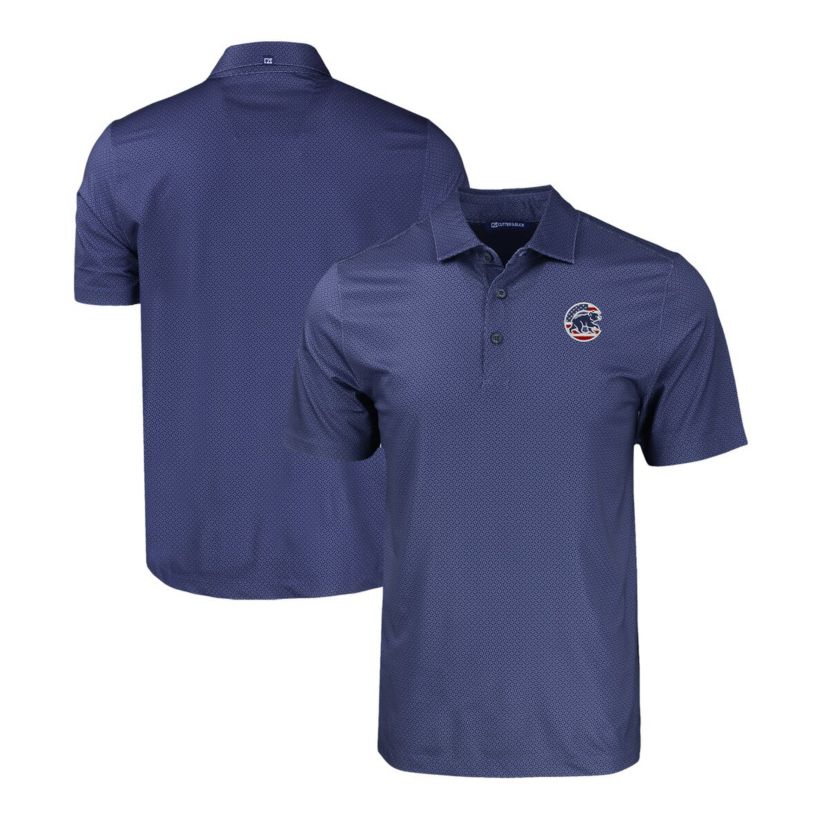 MLB Chicago Cubs Stars & Stripes Big & Tall Pike Eco Tonal Geo Print Stretch Recycled Polo