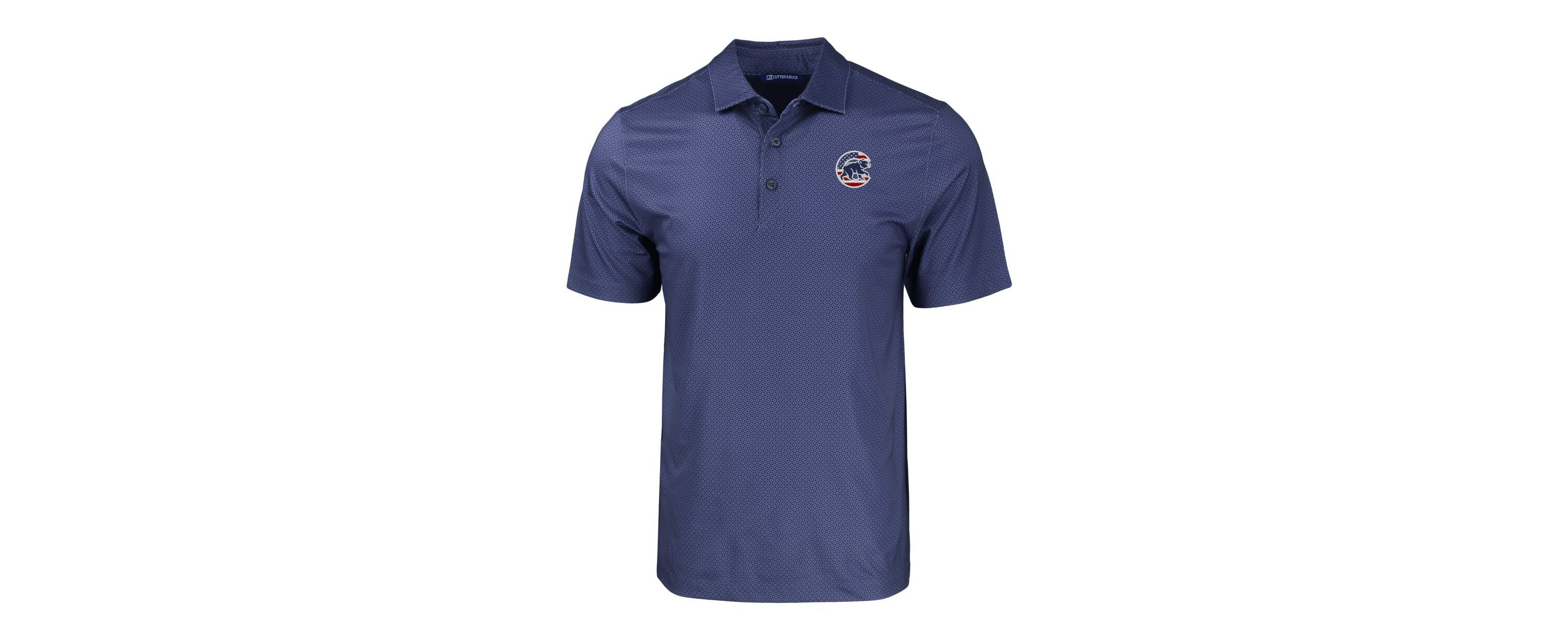 MLB Chicago Cubs Stars & Stripes Big & Tall Pike Eco Tonal Geo Print Stretch Recycled Polo