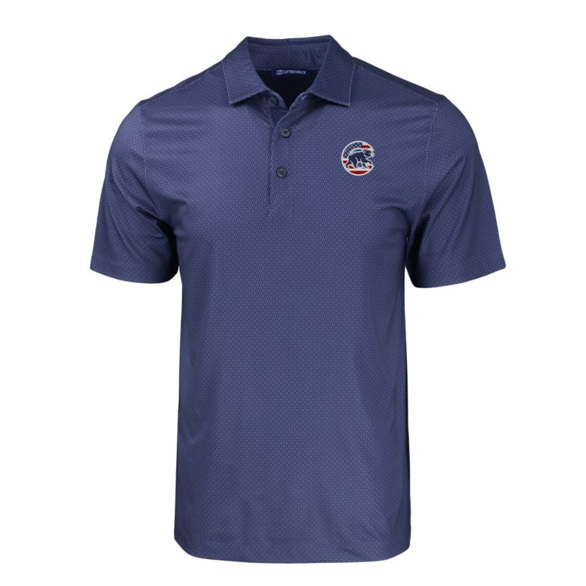 MLB Chicago Cubs Stars & Stripes Big & Tall Pike Eco Tonal Geo Print Stretch Recycled Polo
