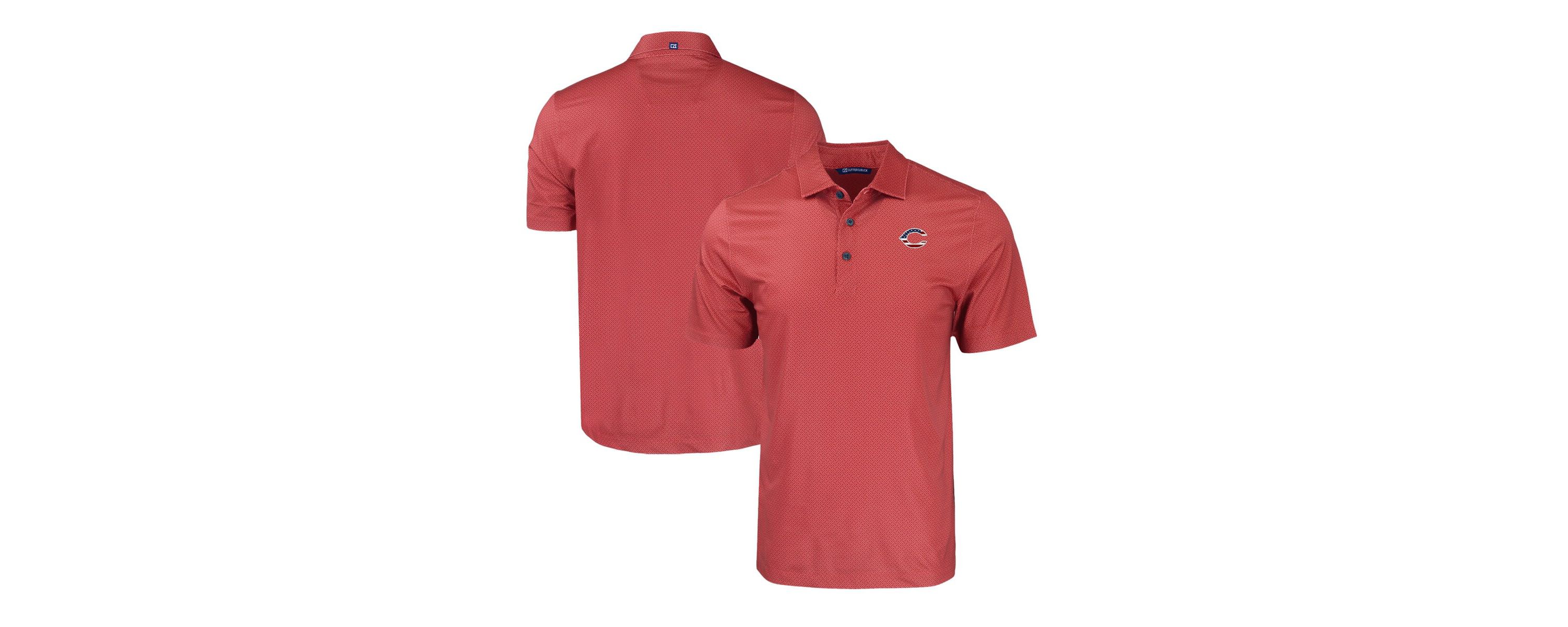 MLB Cincinnati Reds Stars & Stripes Big & Tall Pike Eco Tonal Geo Print Stretch Recycled Polo