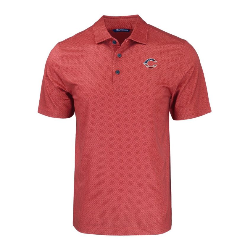 MLB Cincinnati Reds Stars & Stripes Big & Tall Pike Eco Tonal Geo Print Stretch Recycled Polo