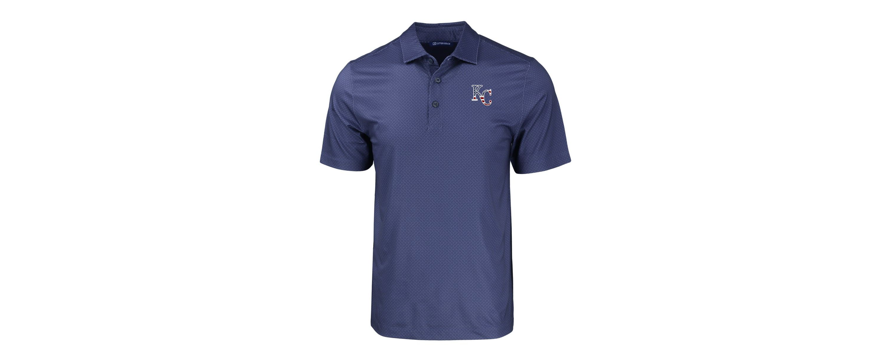 MLB Kansas City Royals Stars & Stripes Big & Tall Pike Eco Tonal Geo Print Stretch Recycled Polo