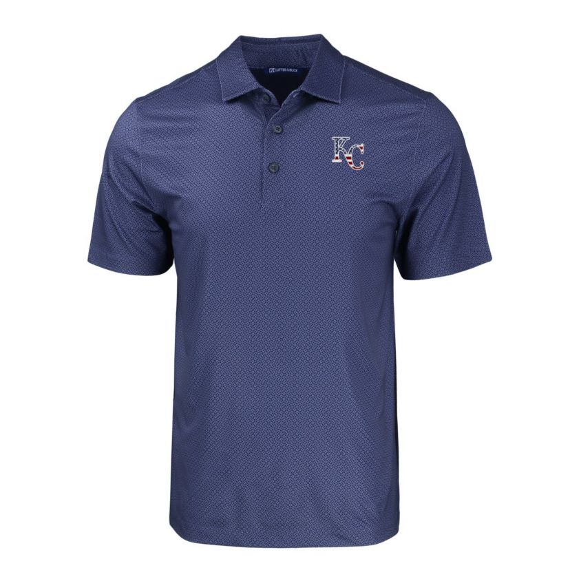 MLB Kansas City Royals Stars & Stripes Big & Tall Pike Eco Tonal Geo Print Stretch Recycled Polo