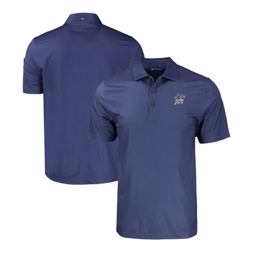 MLB Miami Marlins Stars & Stripes Big & Tall Pike Eco Tonal Geo Print Stretch Recycled Polo