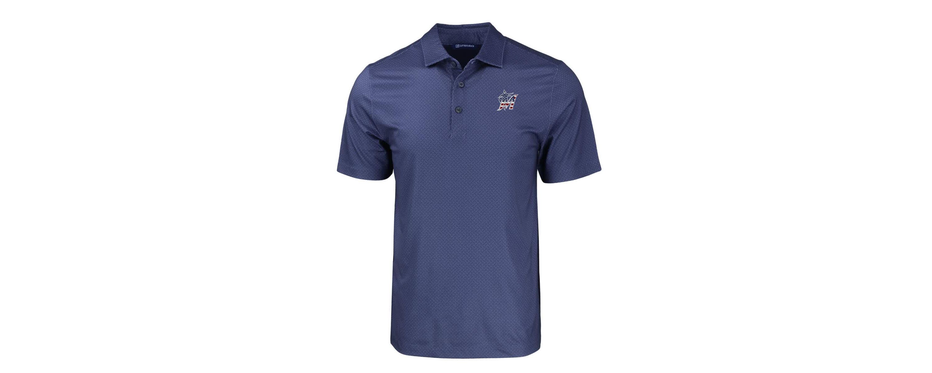MLB Miami Marlins Stars & Stripes Big & Tall Pike Eco Tonal Geo Print Stretch Recycled Polo