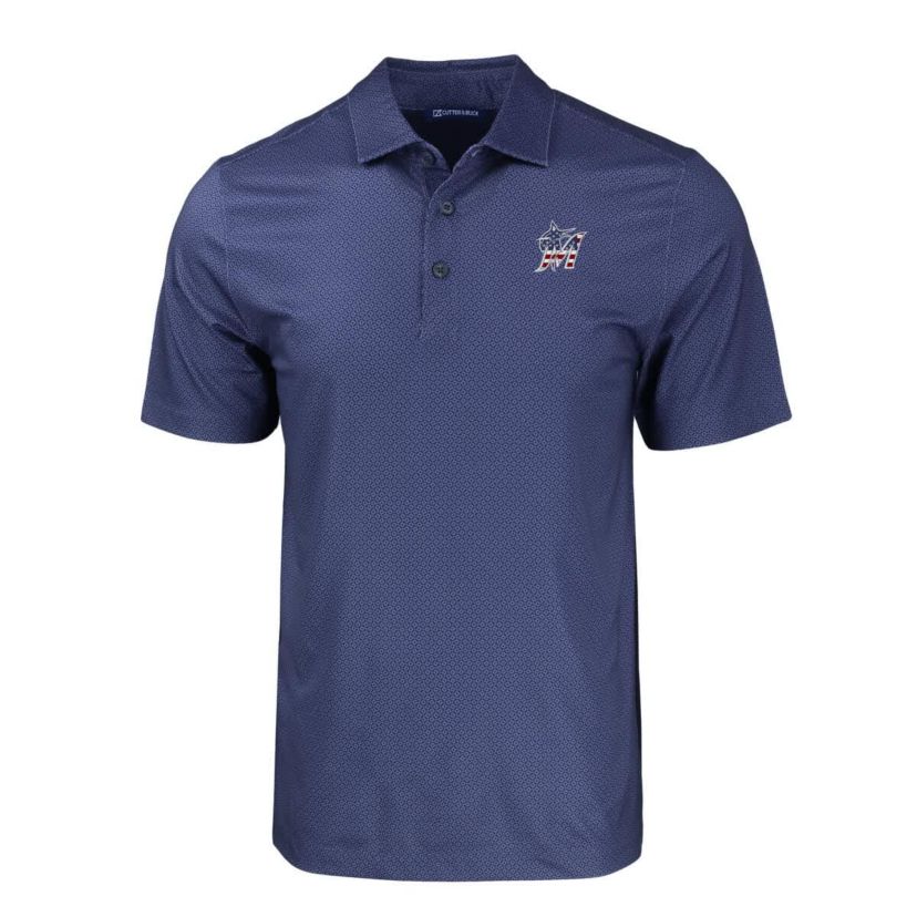 MLB Miami Marlins Stars & Stripes Big & Tall Pike Eco Tonal Geo Print Stretch Recycled Polo