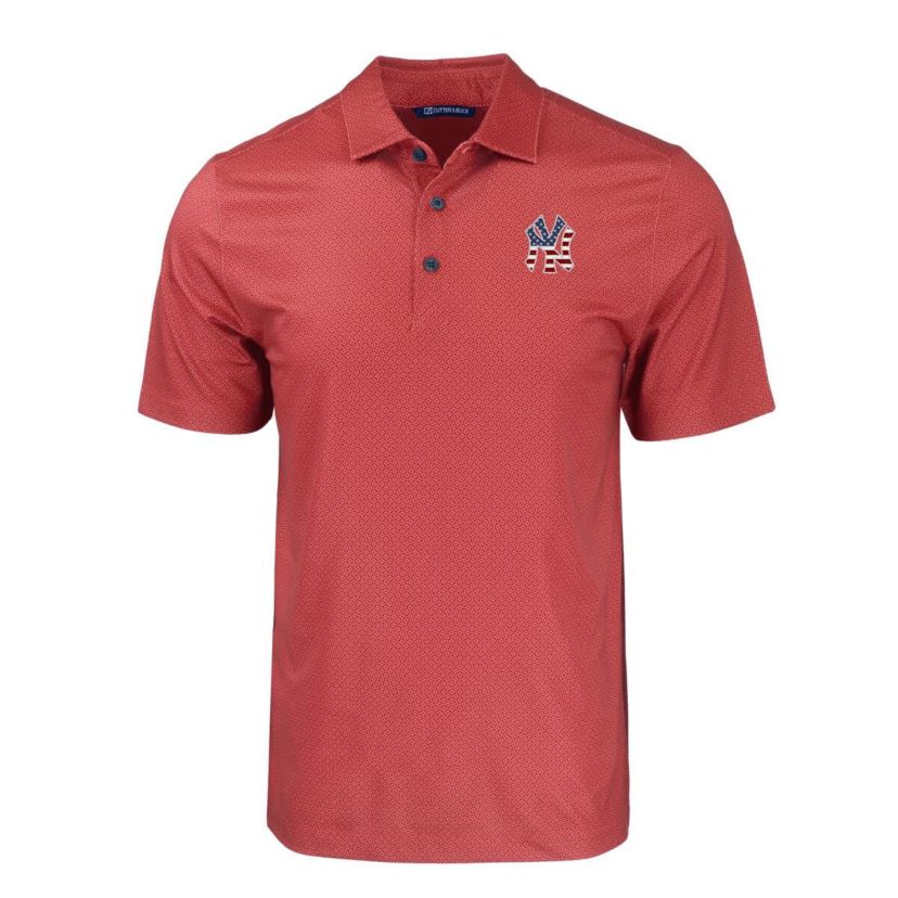 MLB New York Yankees Stars & Stripes Big & Tall Pike Eco Tonal Geo Print Stretch Recycled Polo