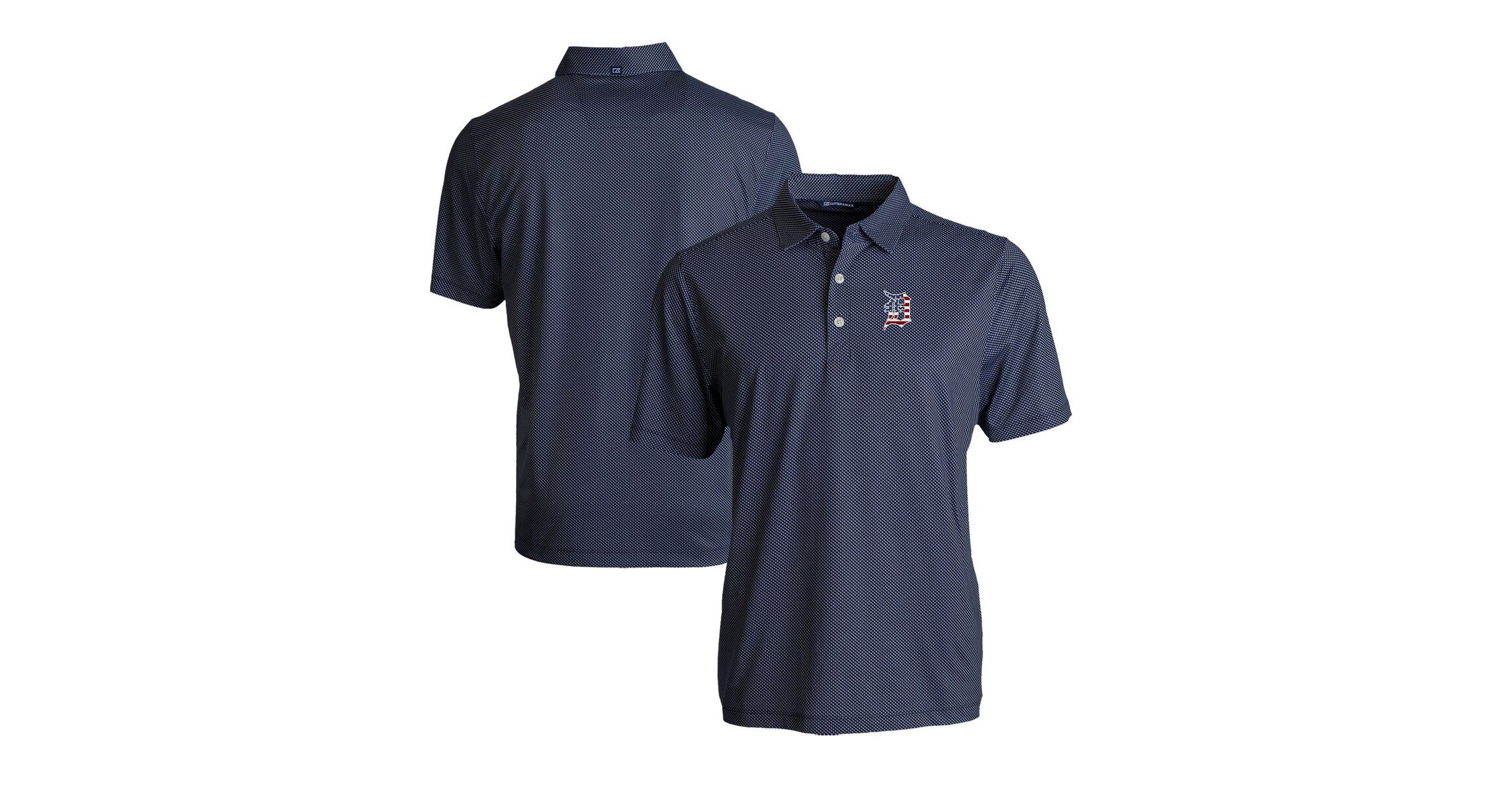 MLB Detroit Tigers Stars & Stripes Big & Tall Pike Eco Symmetry Print Stretch Recycled Polo