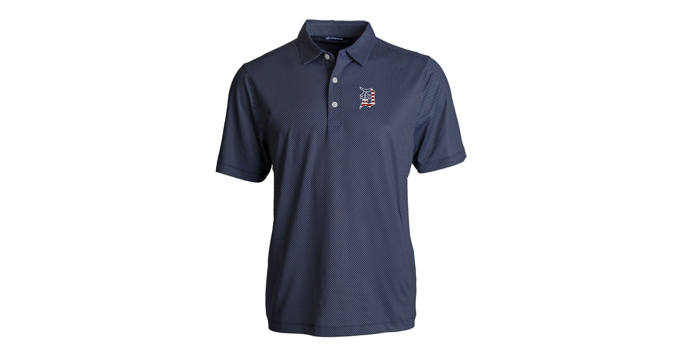 MLB Detroit Tigers Stars & Stripes Big & Tall Pike Eco Symmetry Print Stretch Recycled Polo