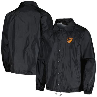 Dunbrooke Men's MLB Baltimore Orioles Coach's Raglan Full-Snap Windbreaker Jacket, Black, Small