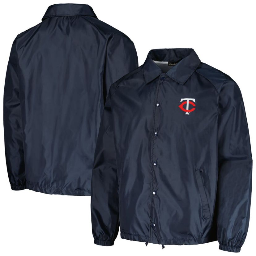 MLB Minnesota Twins Coachs Raglan Full-Snap Windbreaker Jacket