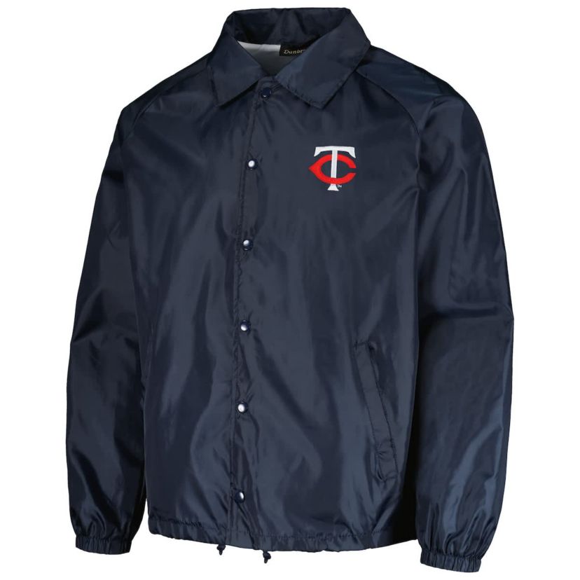 MLB Minnesota Twins Coachs Raglan Full-Snap Windbreaker Jacket