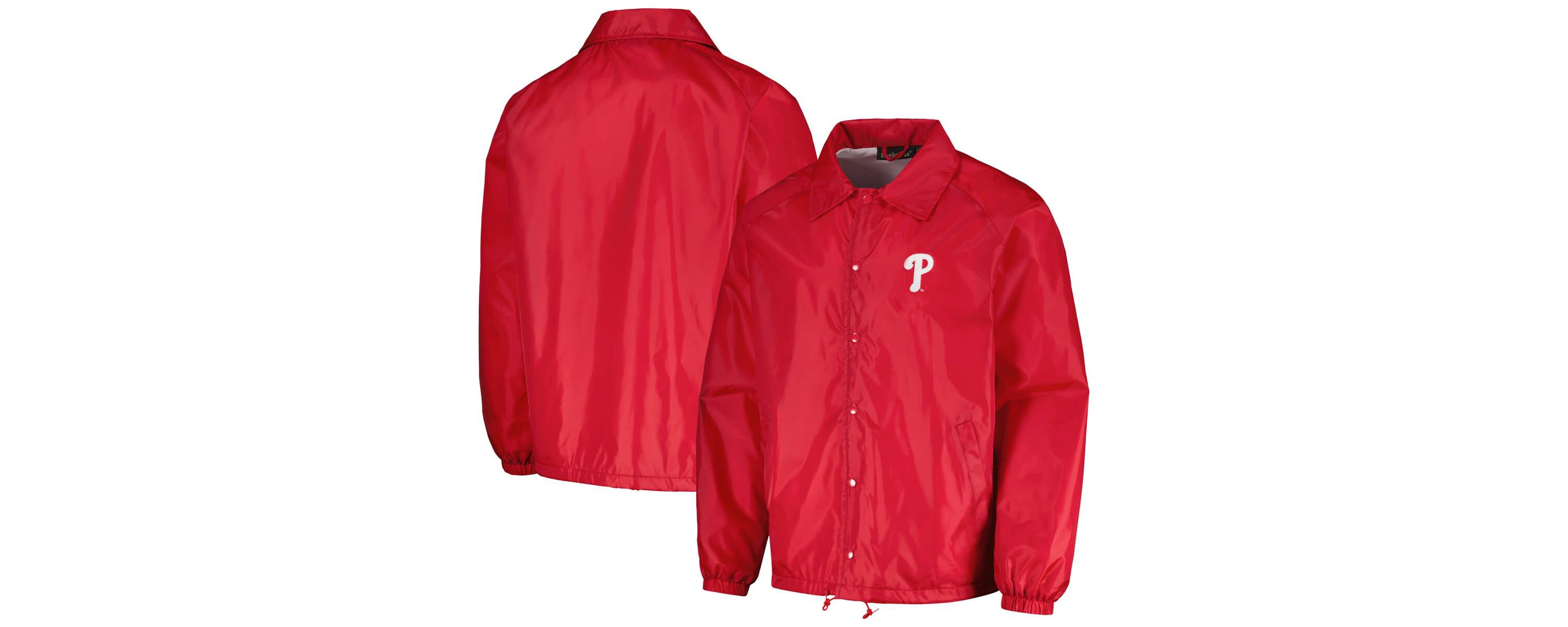 MLB Philadelphia Phillies Coachs Raglan Full-Snap Windbreaker Jacket