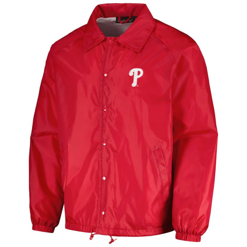 MLB Philadelphia Phillies Coachs Raglan Full-Snap Windbreaker Jacket