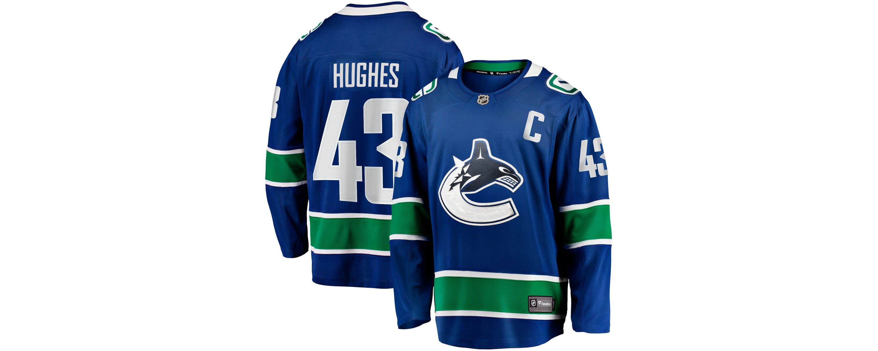 NHL Fanatics Quinn Hughes Vancouver Canucks Home Breakaway Jersey