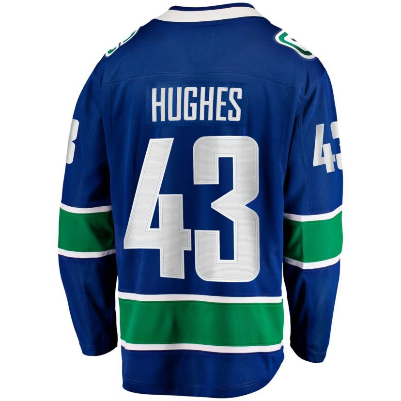 NHL Fanatics Quinn Hughes Vancouver Canucks Home Breakaway Jersey