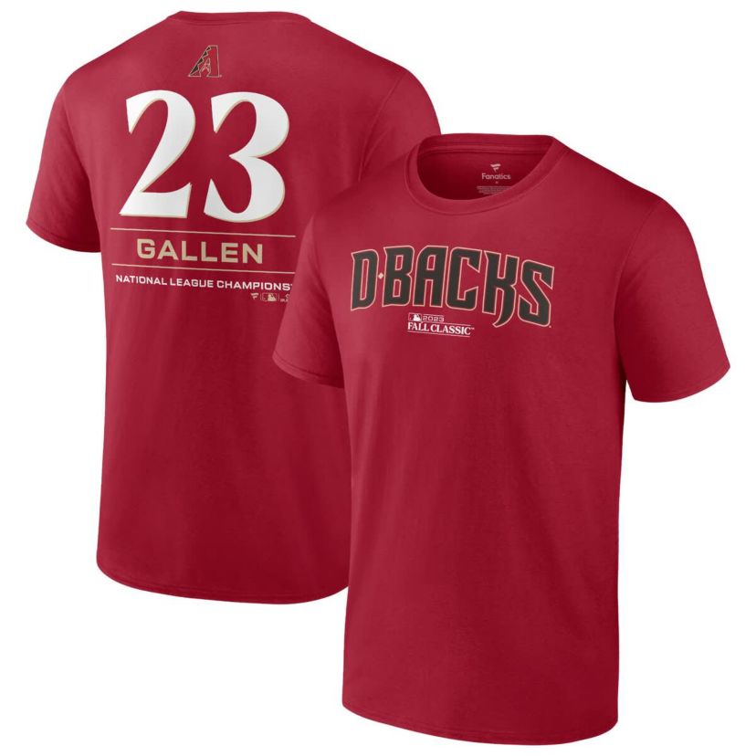 MLB Fanatics Zac Gallen Arizona Diamondbacks 2023 World Series Name & Number T-Shirt