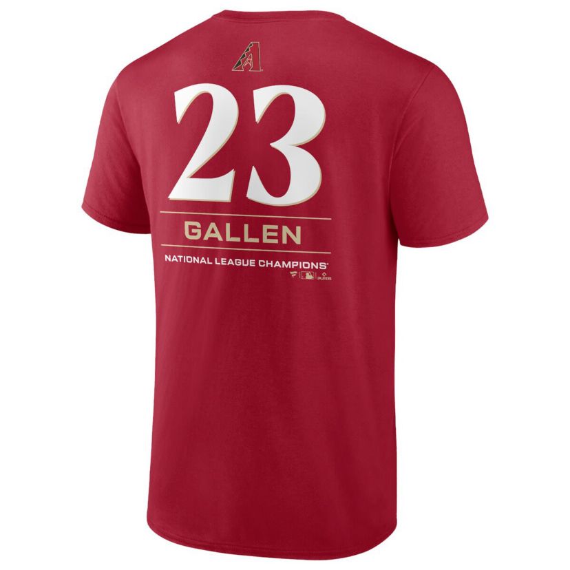 MLB Fanatics Zac Gallen Arizona Diamondbacks 2023 World Series Name & Number T-Shirt