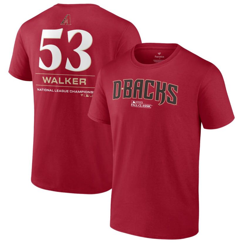 MLB Fanatics Christian Walker Arizona Diamondbacks 2023 World Series Name & Number T-Shirt