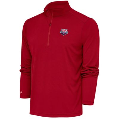 Antigua Men's Olympics USA Swimming Tribute Quarter-Zip Pullover Top, Red, 3XL
