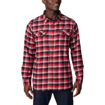Columbia Men's NCAA Georgia Bulldogs Flare Gun Flannel Long Sleeve Shirt, Red, Medium