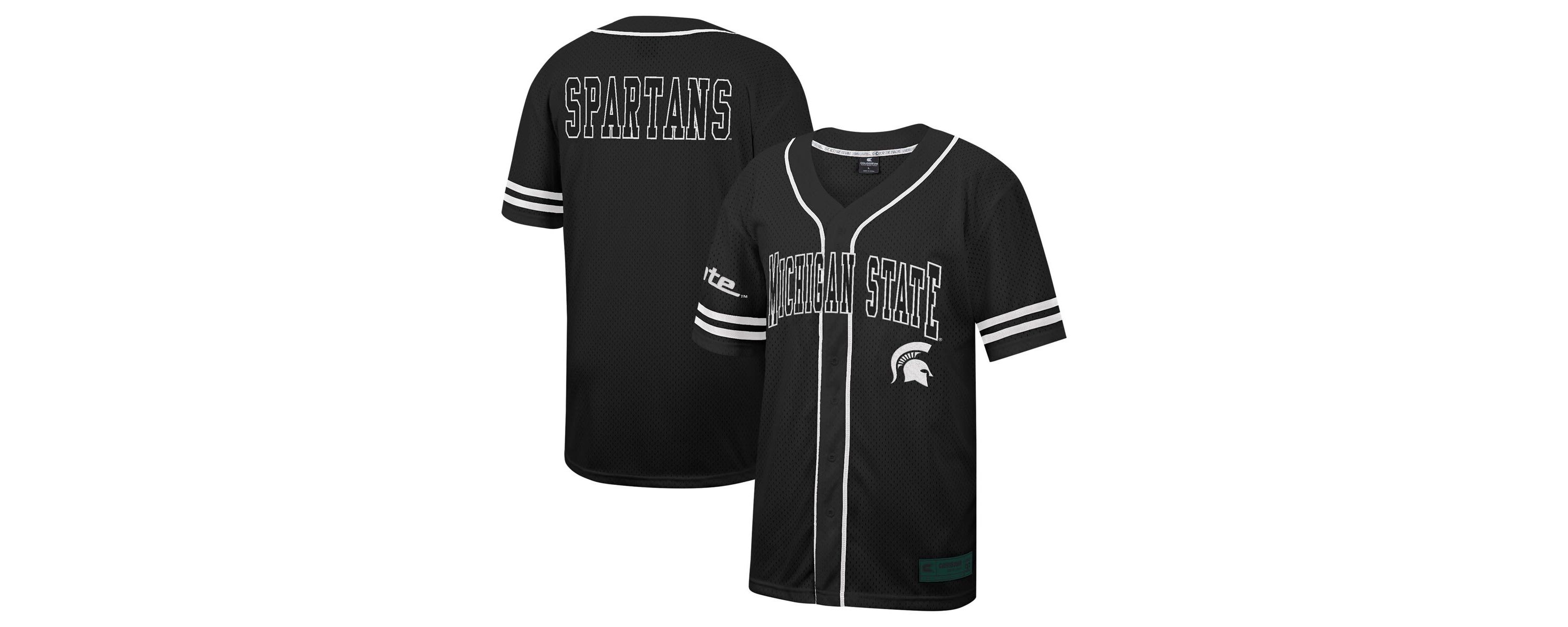 NCAA Michigan State Spartans Free Spirited Mesh Button-Up Baseball Jersey