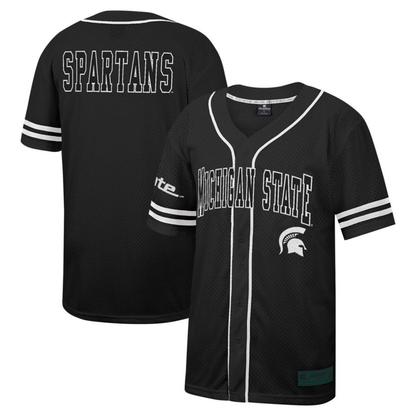 NCAA Michigan State Spartans Free Spirited Mesh Button-Up Baseball Jersey