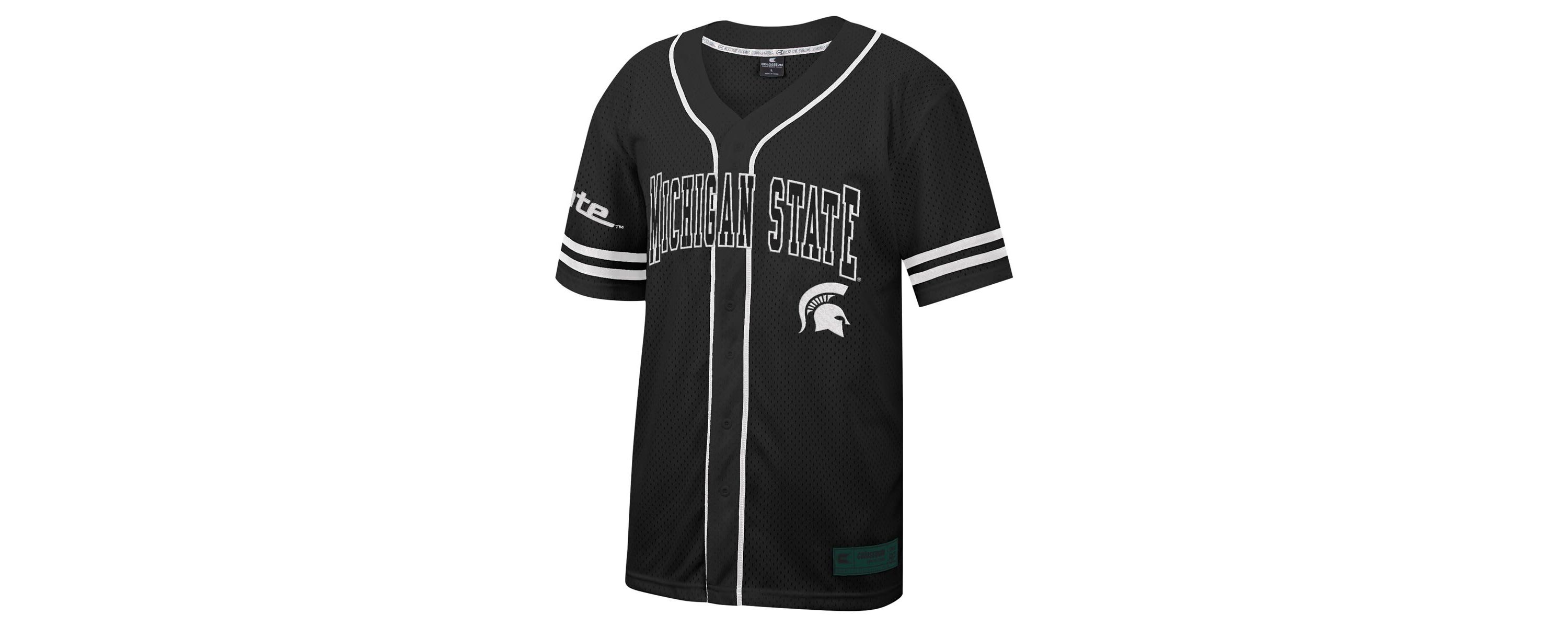 NCAA Michigan State Spartans Free Spirited Mesh Button-Up Baseball Jersey