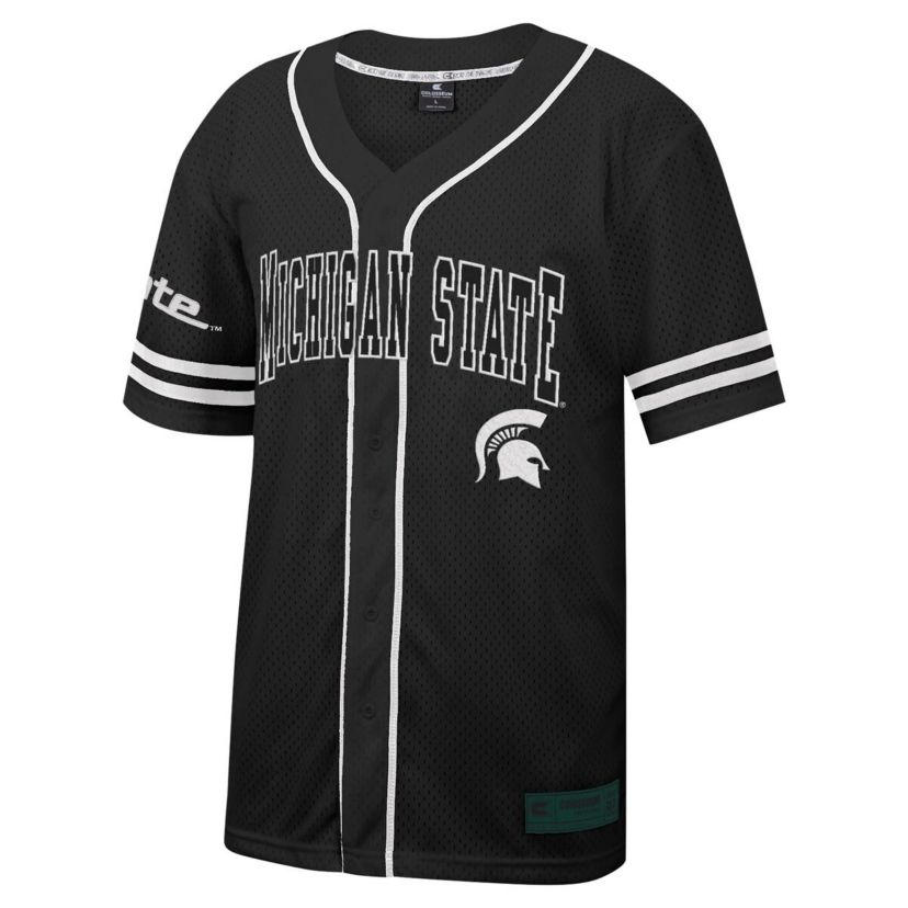 NCAA Michigan State Spartans Free Spirited Mesh Button-Up Baseball Jersey
