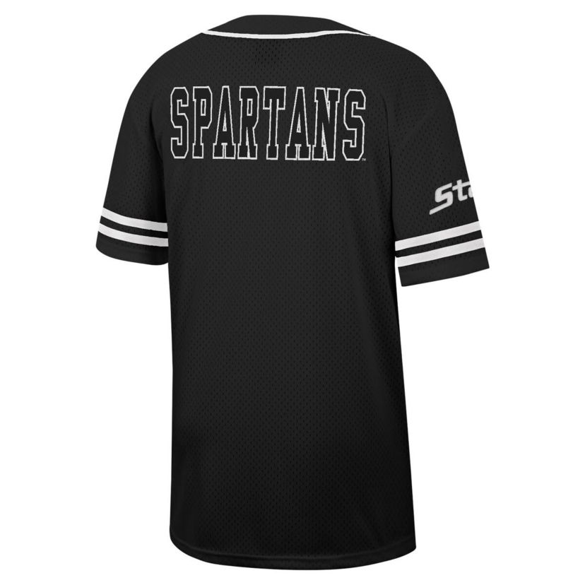 NCAA Michigan State Spartans Free Spirited Mesh Button-Up Baseball Jersey