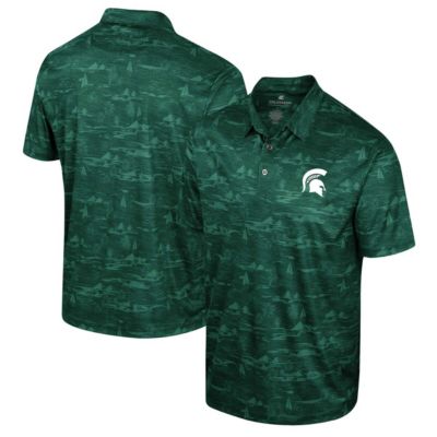 Colosseum Men's NCAA Michigan State Spartans Daly Print Polo, Green, XL