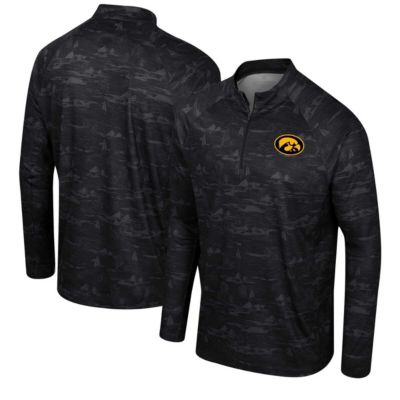Colosseum Men's NCAA Iowa Hawkeyes Carson Raglan Quarter-Zip Jacket, Black, Medium