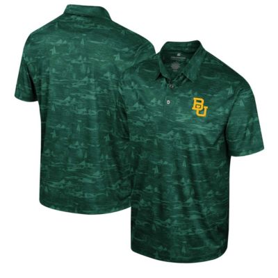 Colosseum Men's NCAA Baylor Bears Daly Print Polo, Green, 2XL