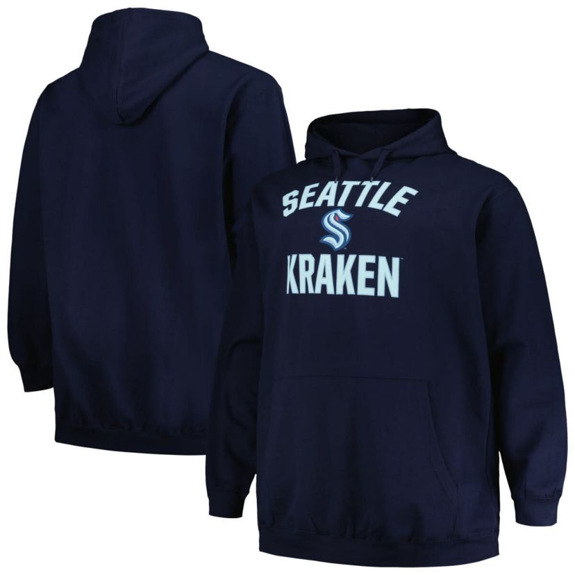 NHL Deep Sea Seattle Kraken Big & Tall Arch Over Logo Pullover Hoodie