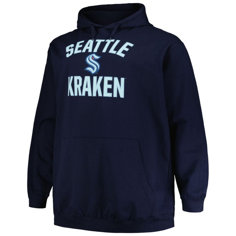 NHL Deep Sea Seattle Kraken Big & Tall Arch Over Logo Pullover Hoodie