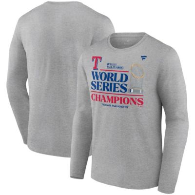 Men's MLB Fanatics Texas Rangers 2023 World Series s Locker Room Long Sleeve T-Shirt, Gray, 5XL