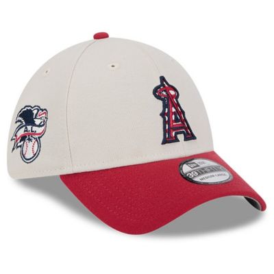 New Era Men's MLB Khaki/Red Los Angeles Angels 2024 Fourth of July 39THIRTY Flex Hat, Medium