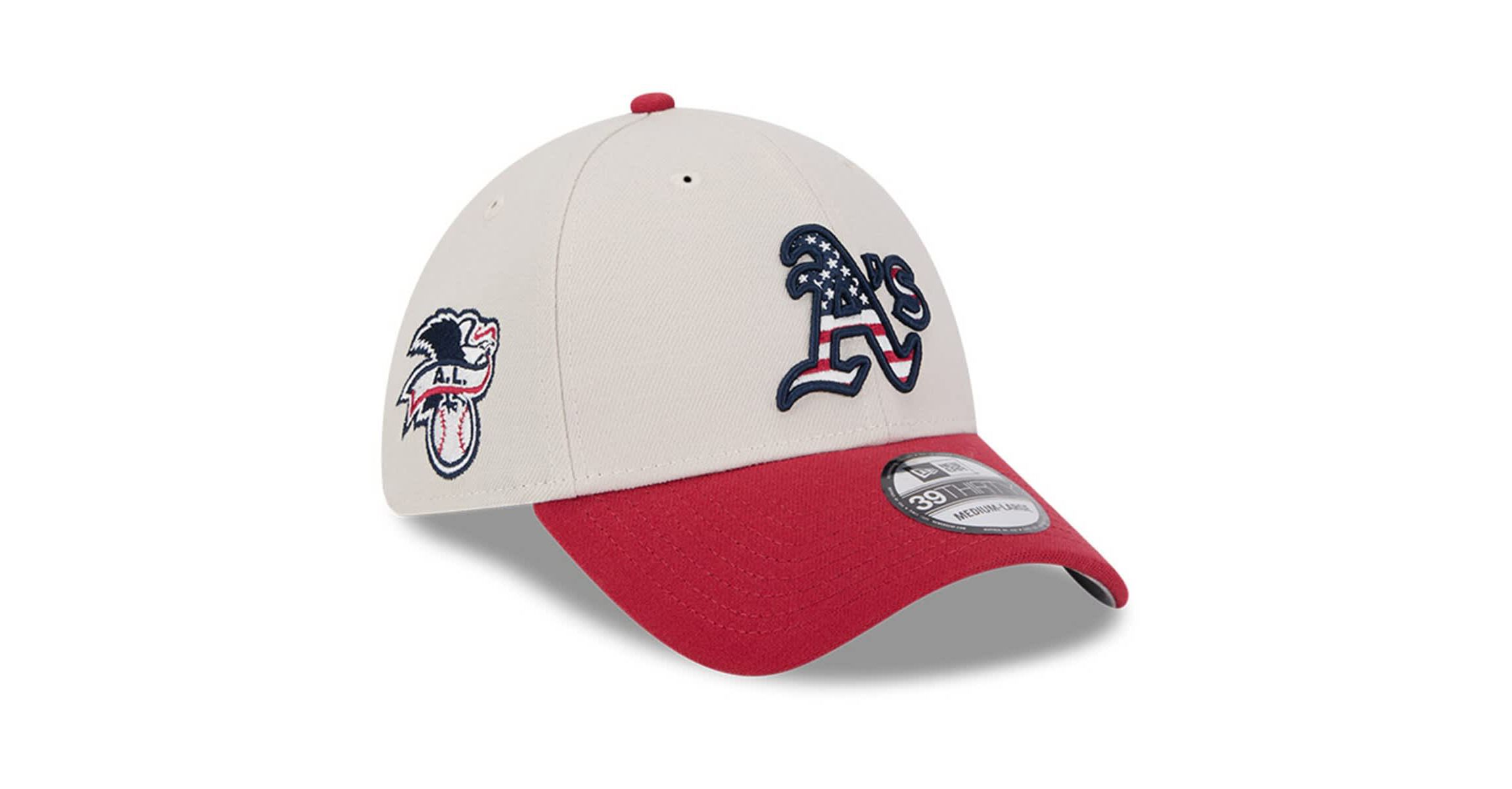 Cooperstown Teams Khaki/Red Oakland Athletics 2024 Fourth of July 39THIRTY Flex Hat